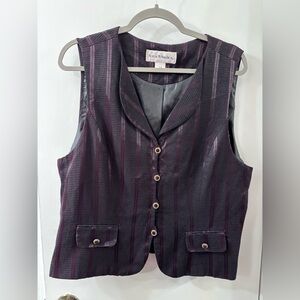 Vintage Dark Maroon and Black Pinstriped Vest